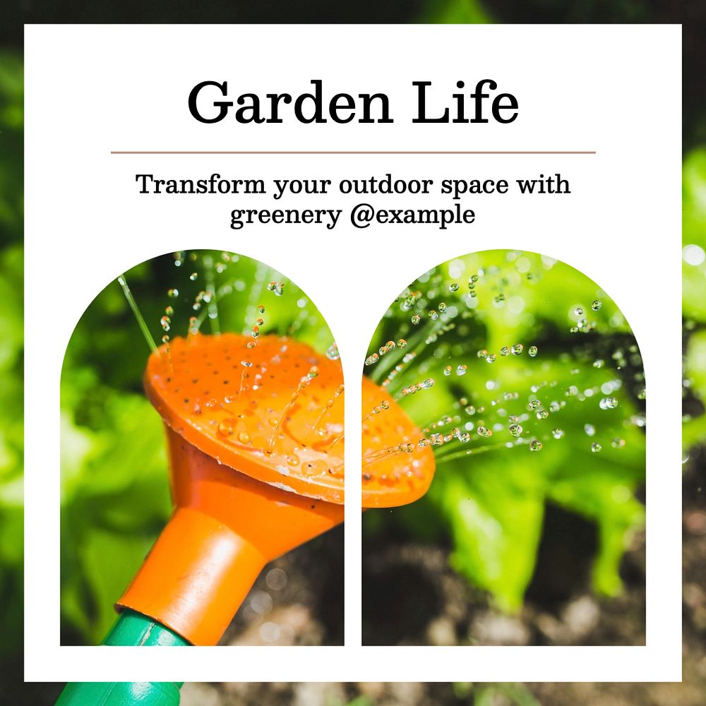 Garden Instagram post template, editable text