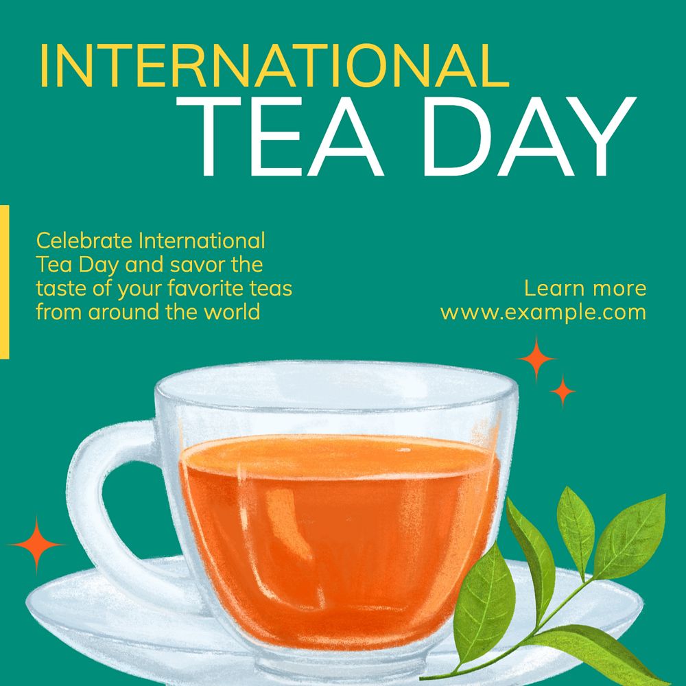 International tea day Instagram post template, editable text