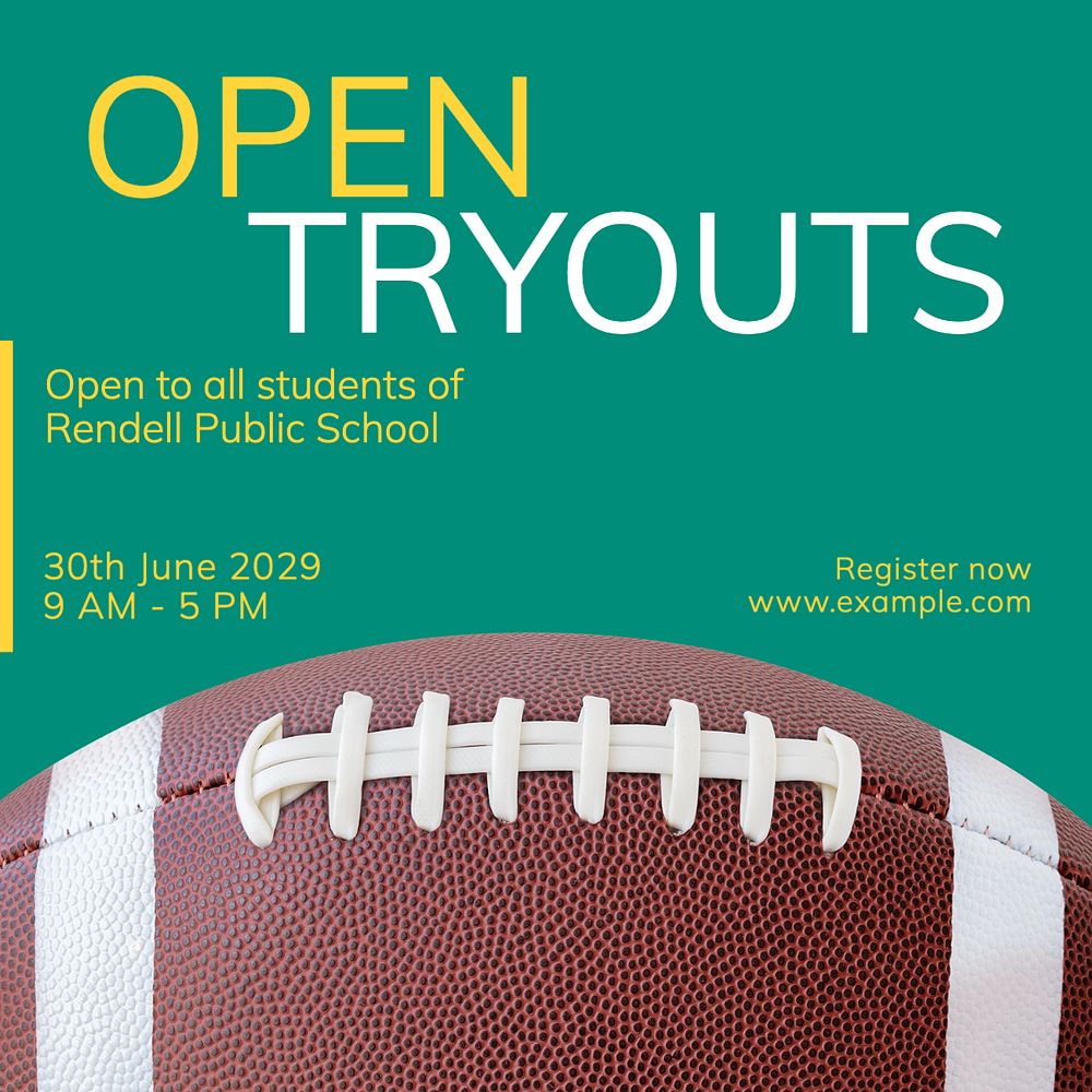 Open tryouts Instagram post template, editable text