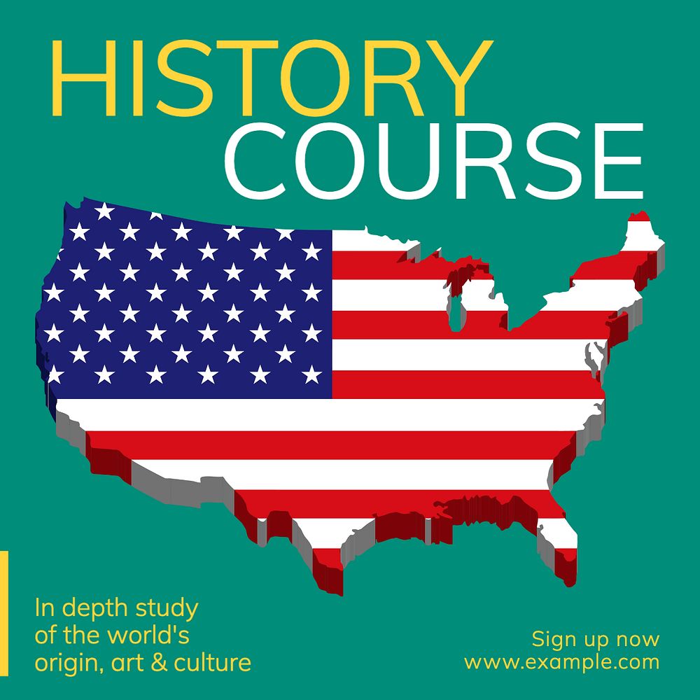 History course Instagram post template, editable text