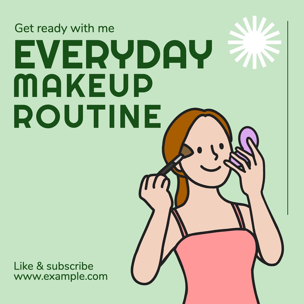 Everyday makeup routine Instagram post template, editable text