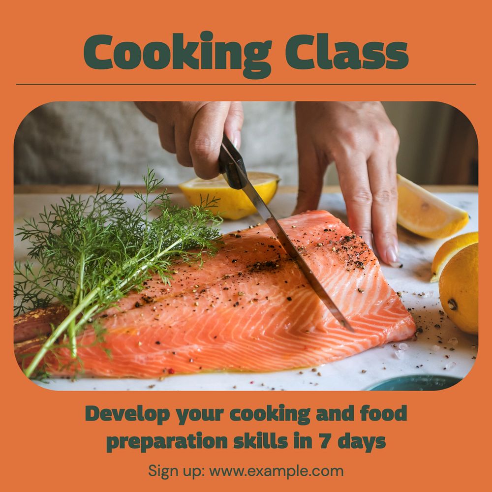 Cooking class Instagram post template, editable text