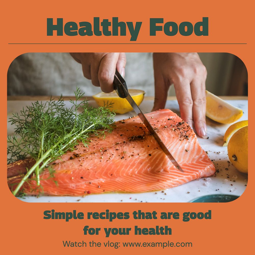 Healthy food Instagram post template, editable text