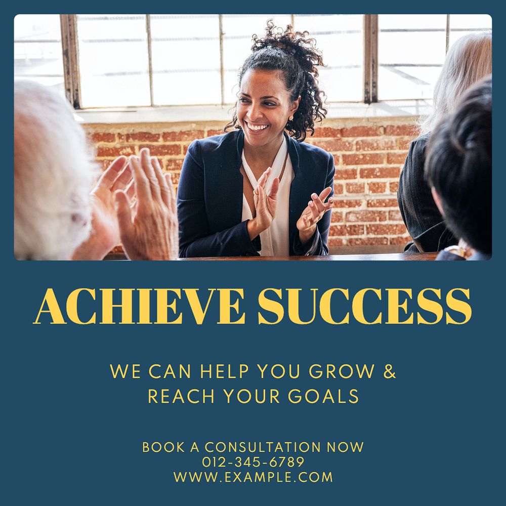 Achieve success Instagram post template, editable text