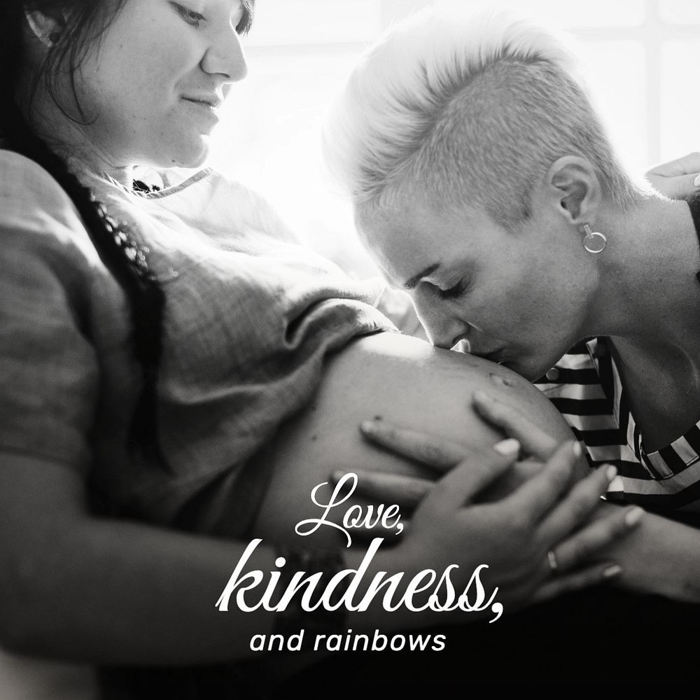 Love, kindness & rainbow Instagram post template, editable text