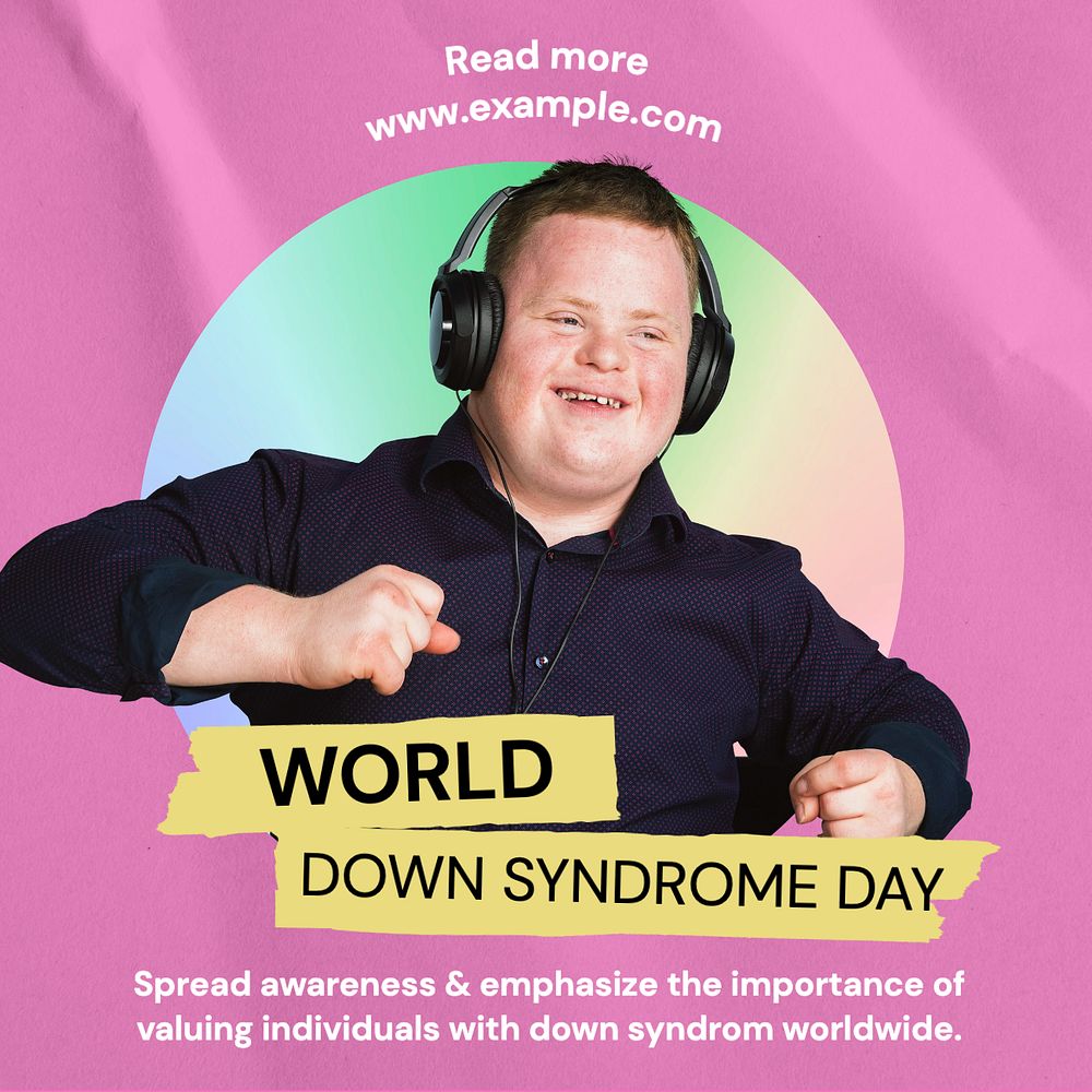 Down syndrome day Instagram post template, editable text