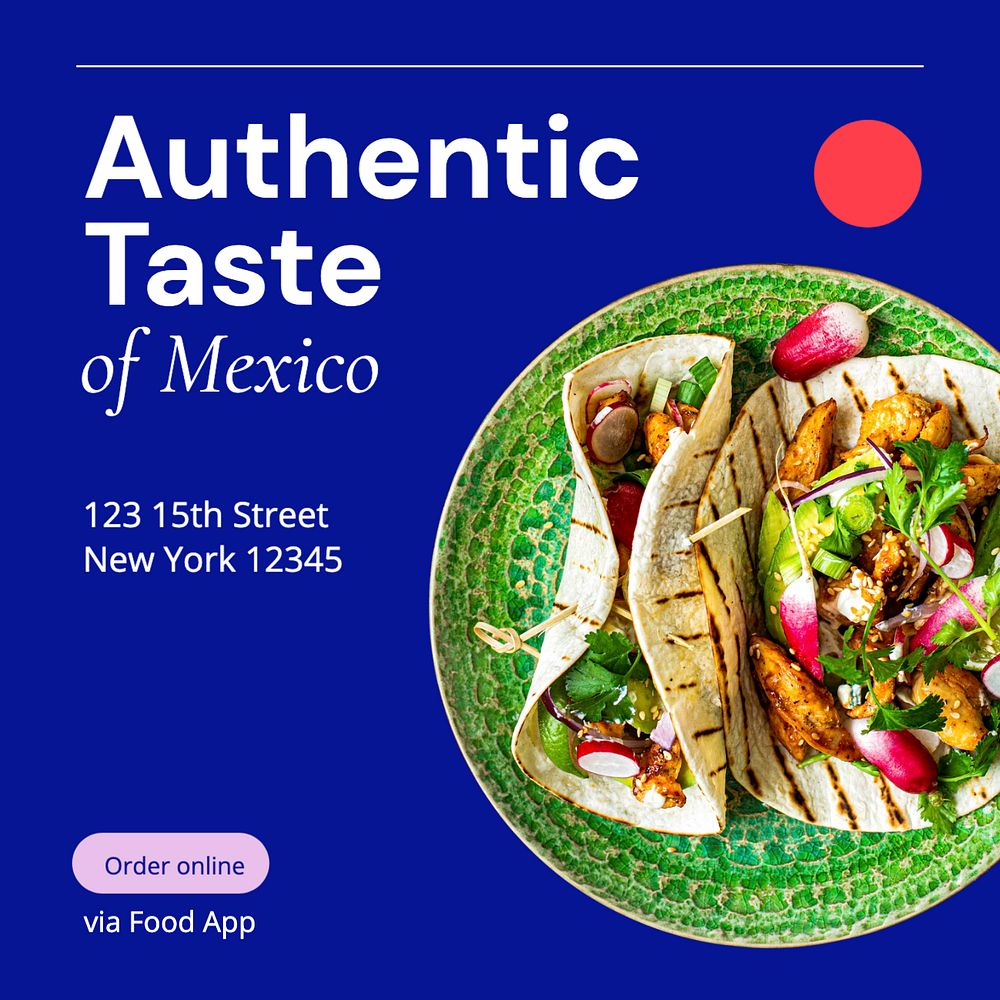 Authentic food Instagram post template, editable text