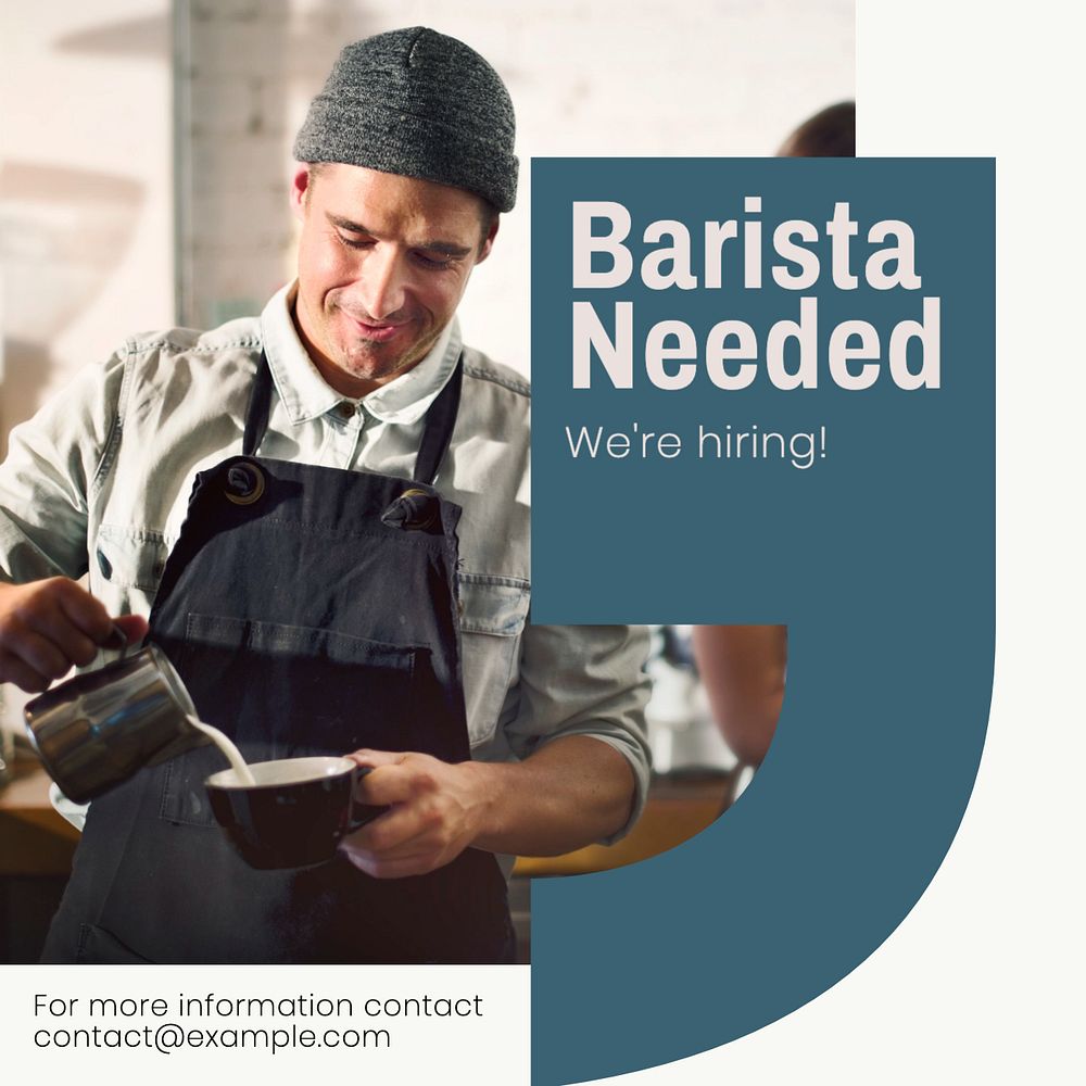 Barista needed Instagram post template, editable text