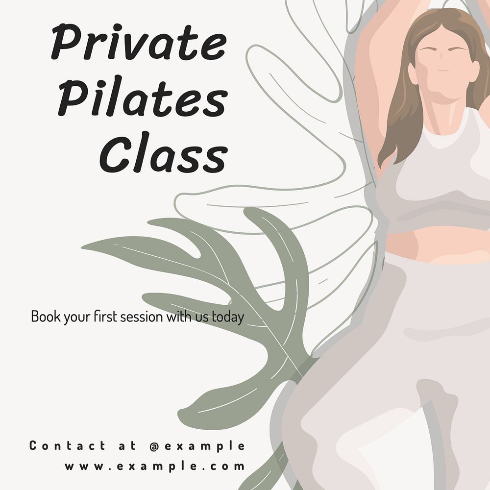 Pilates private class Instagram post template, editable text