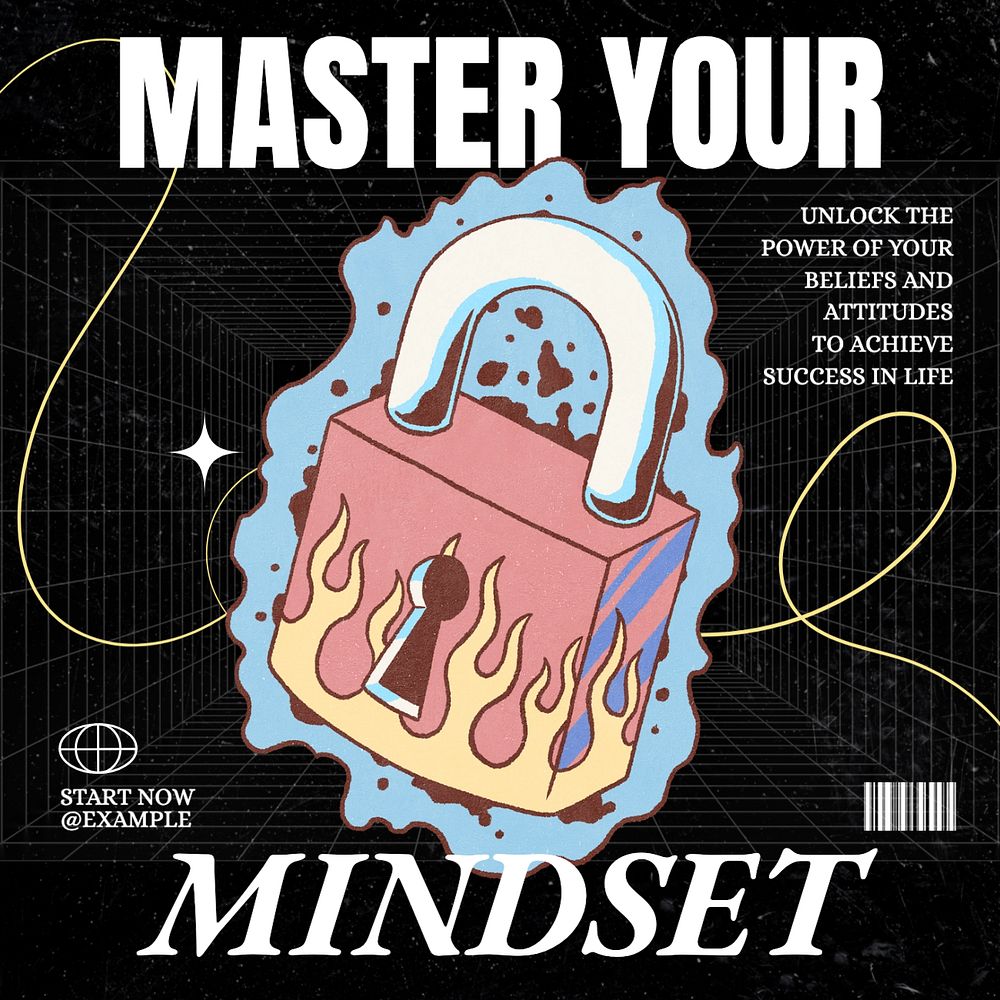 Master your mindset Instagram post template, editable text