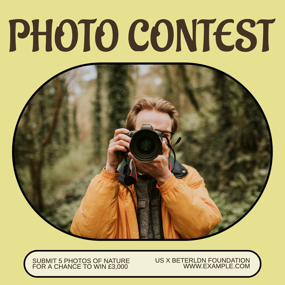 Photo contest Instagram post template, editable text