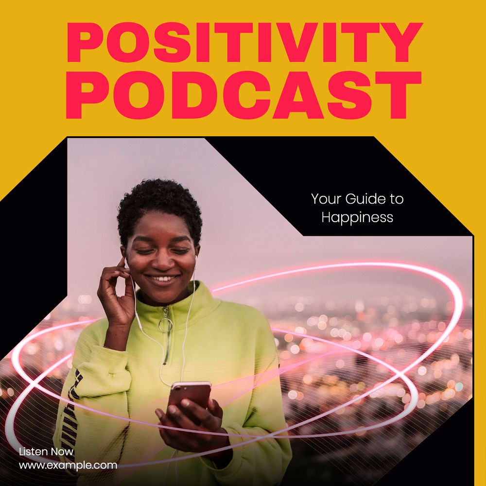 Positivity podcast Instagram post template, editable text