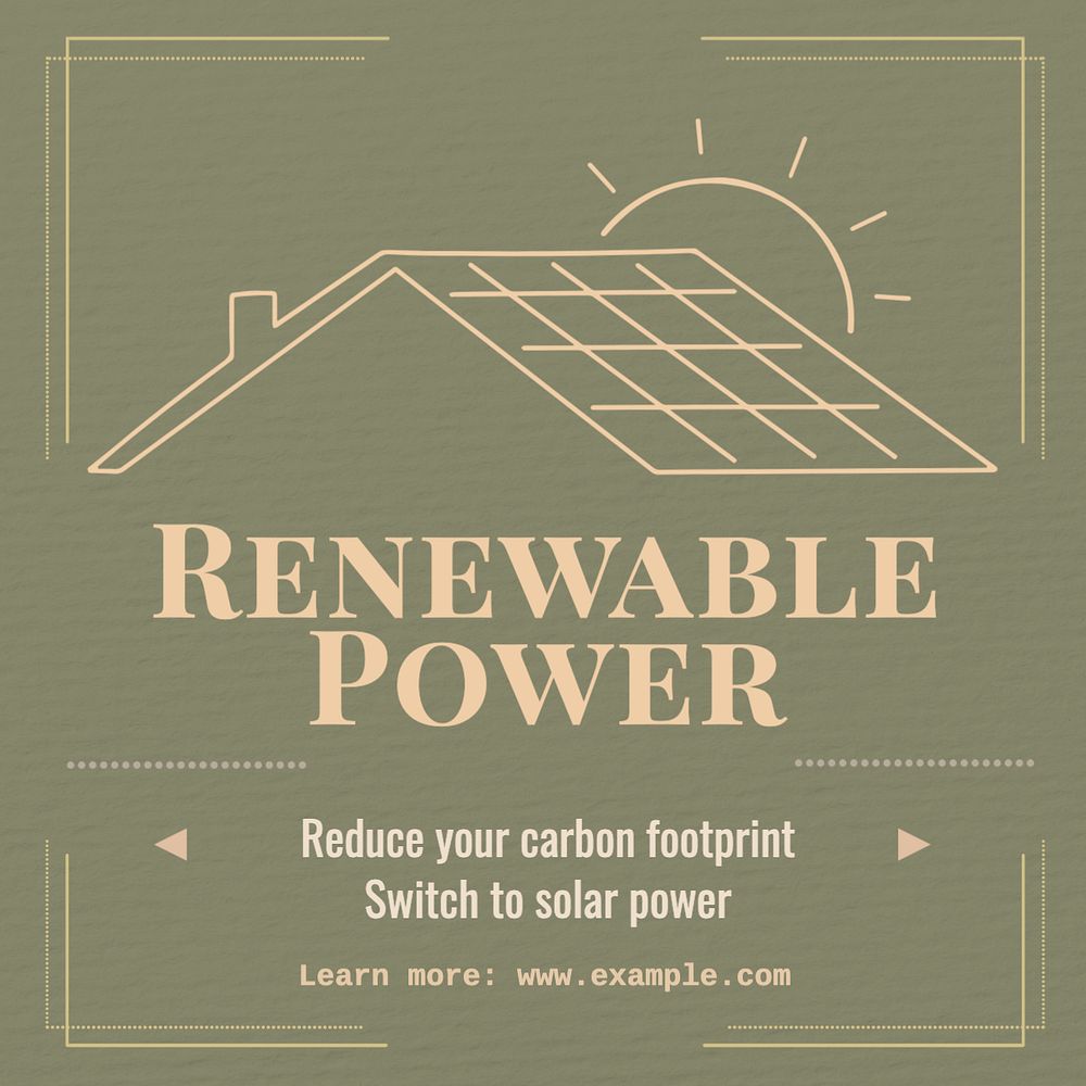 Renewable power Instagram post template, editable text