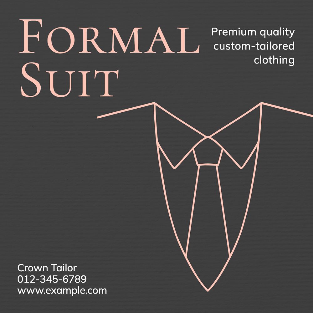 Formal suit Instagram post template, editable text