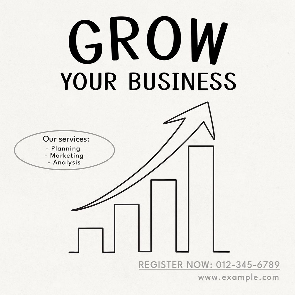 Grow business Instagram post template, editable text