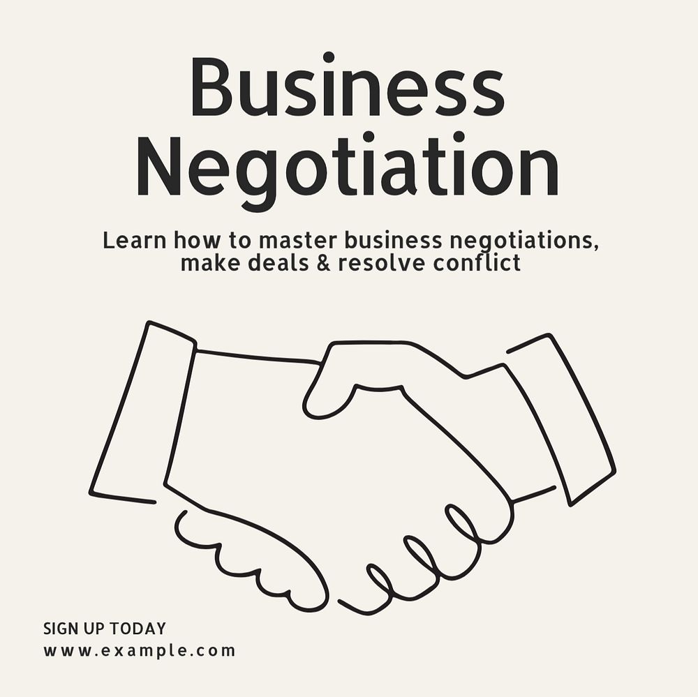 Business negotiation Instagram post template, editable text