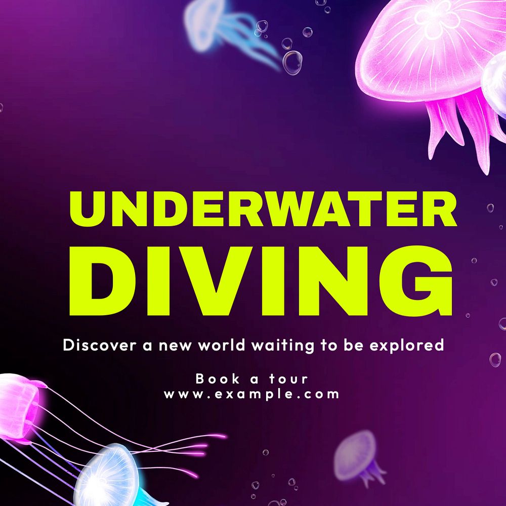 Underwater diving  Instagram post template, editable text