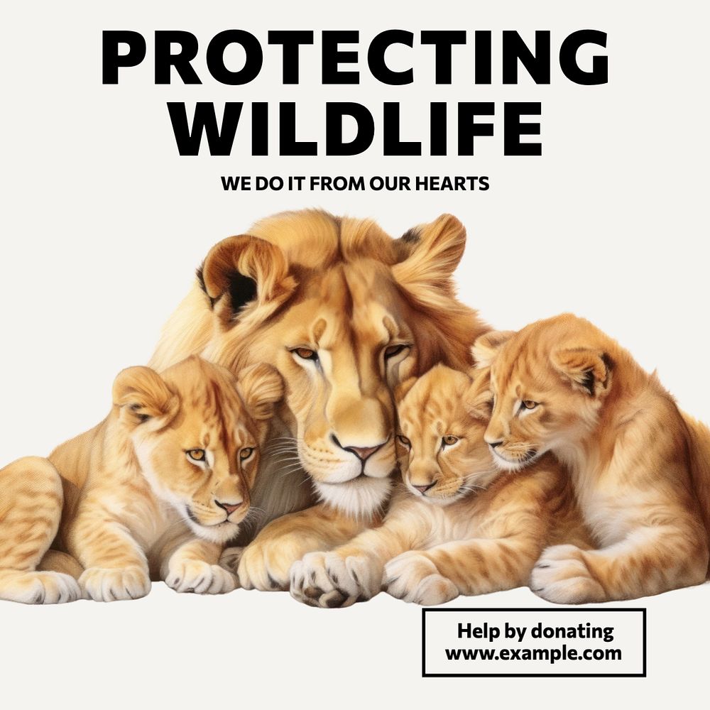 Wildlife charity Instagram post template, editable text