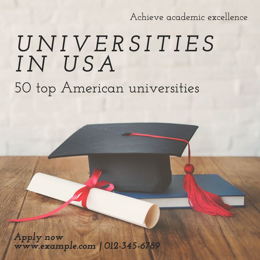 Study in USA Instagram post template, editable text