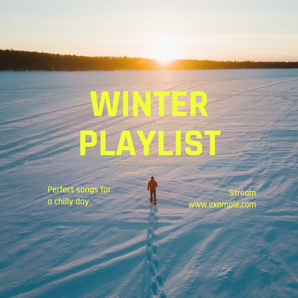 Winter playlist  Instagram post template, editable text