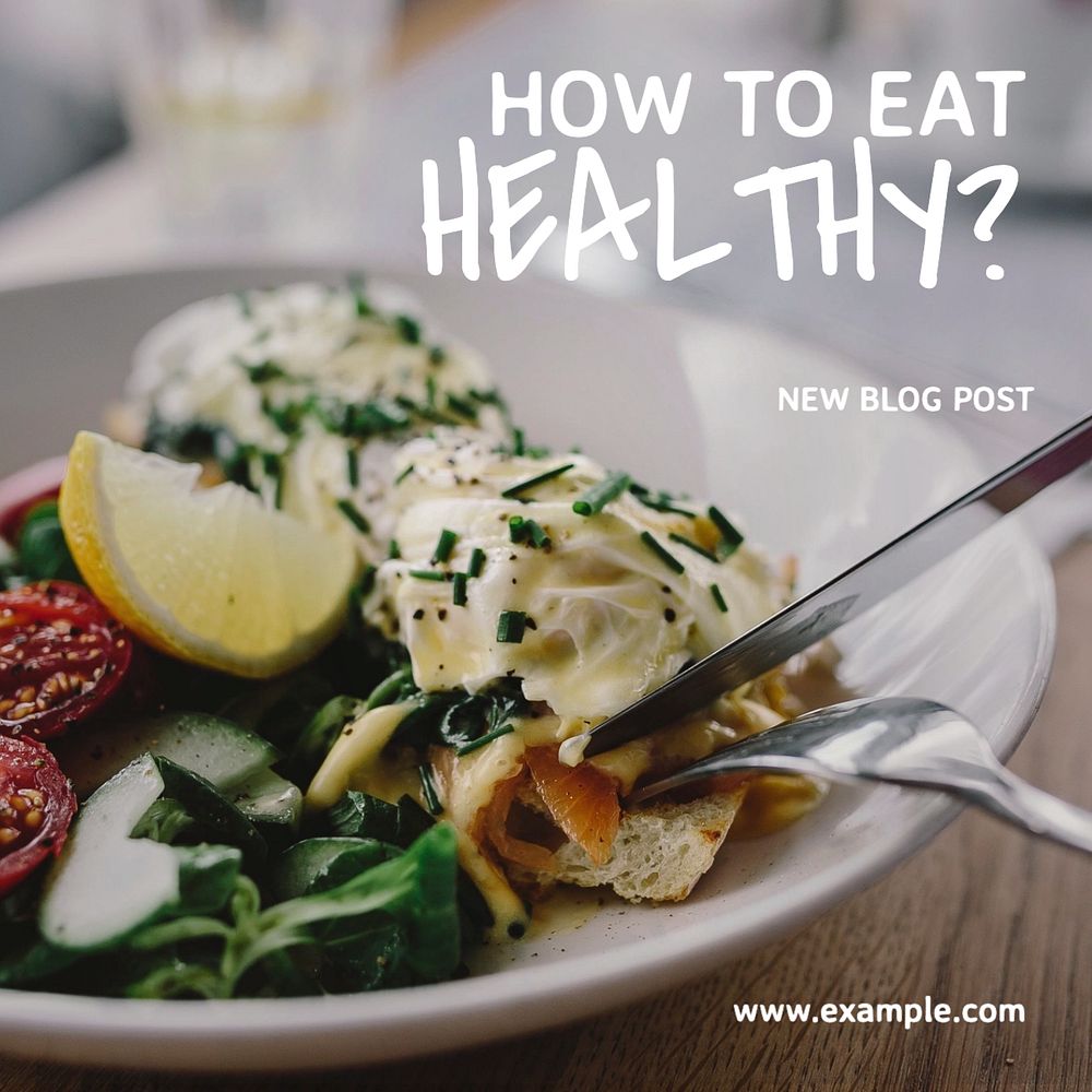 Healthy eating  Instagram post template, editable text