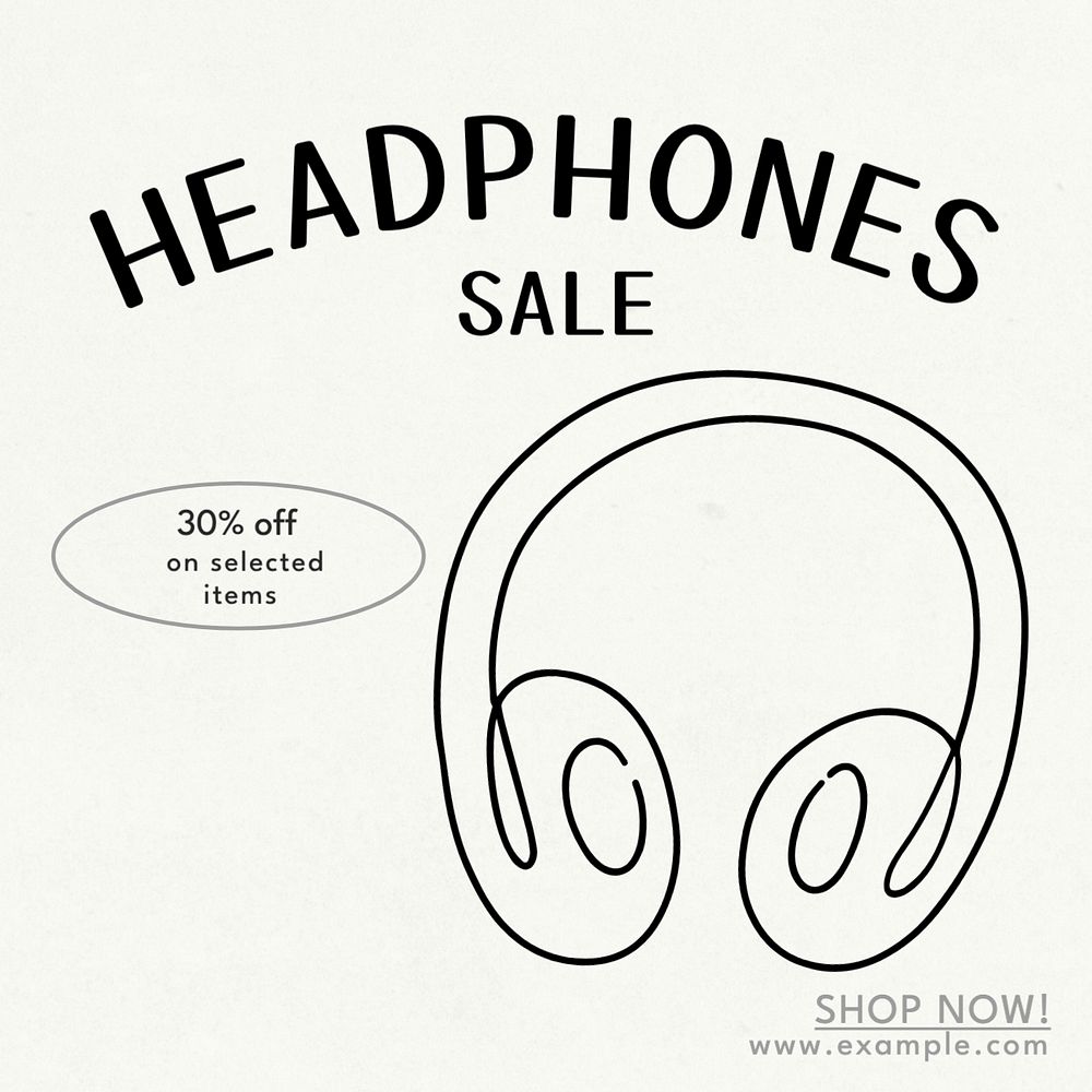 Headphones sale Instagram post template, editable text