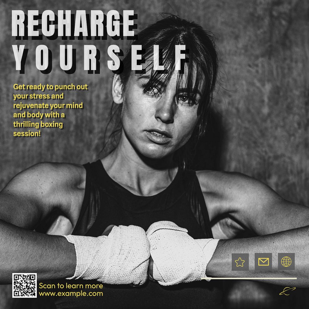 Recharge yourself Instagram post template, editable text