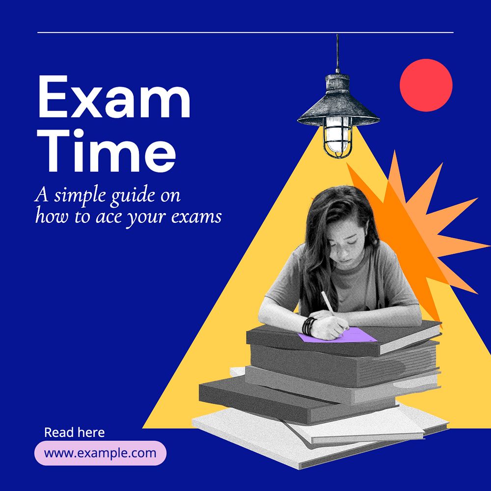 Exam time Instagram post template, editable text