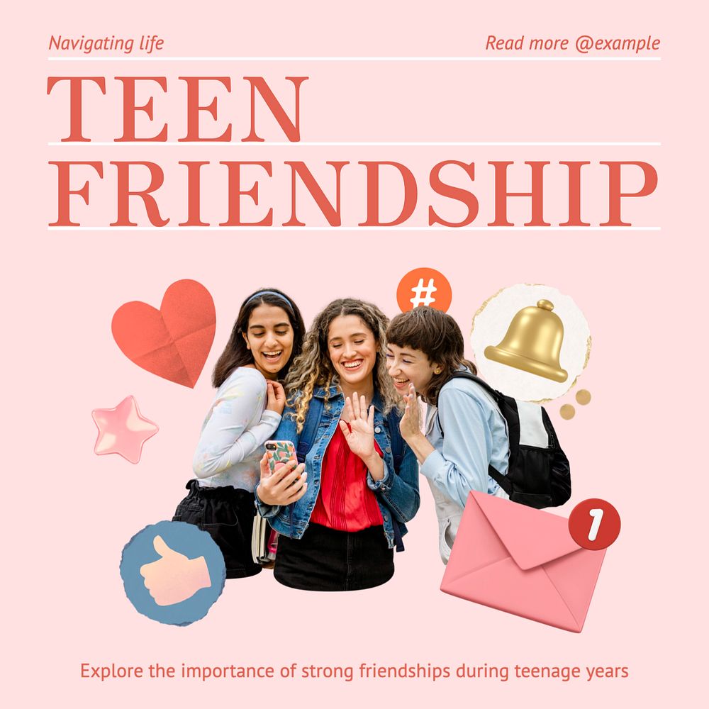 Teenager Instagram post template, editable text