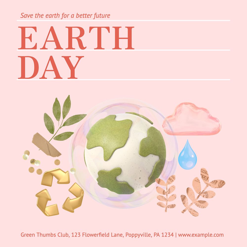 Earth day Instagram post template, editable text