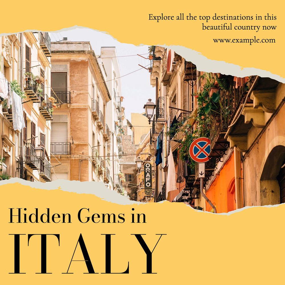 Italy & travel Instagram post template, editable text