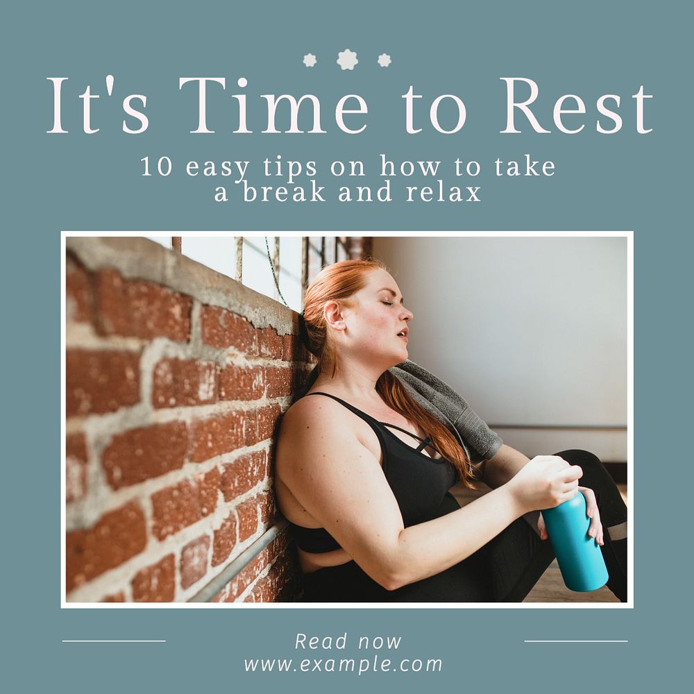 Rest & relax Instagram post template, editable text