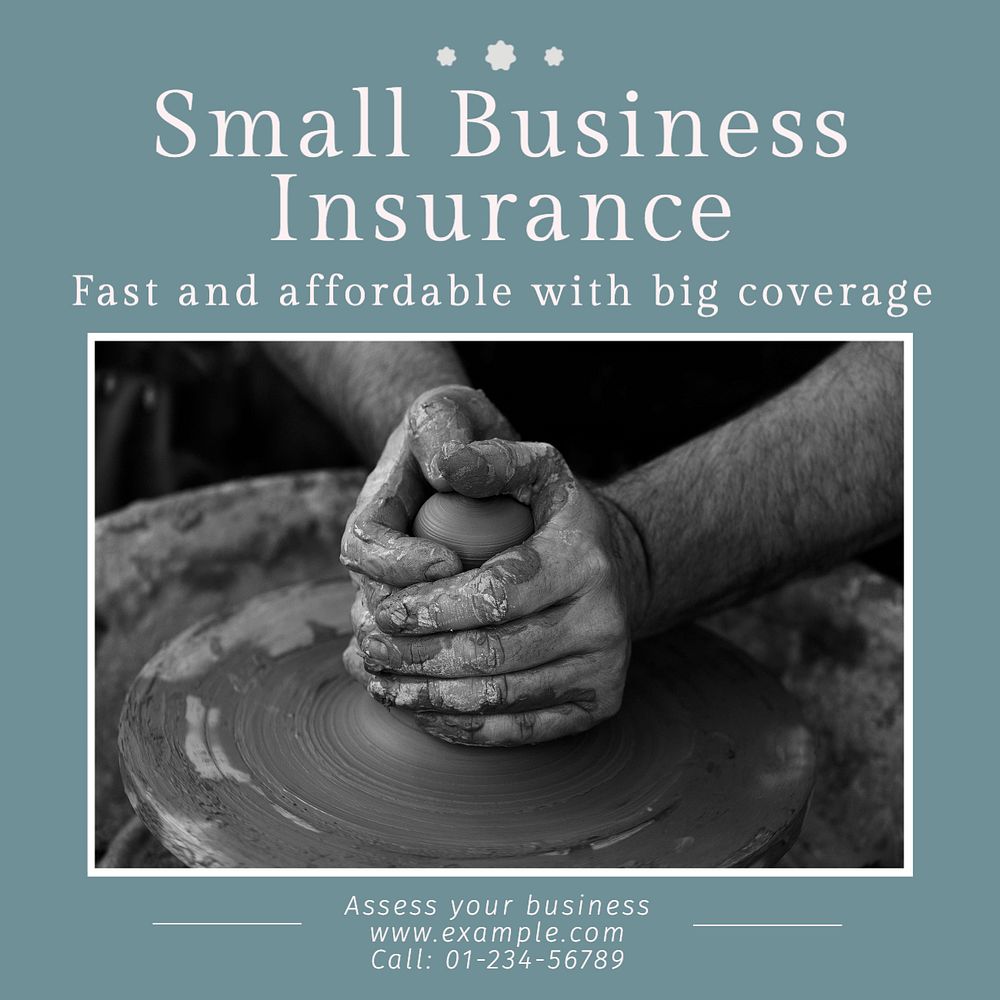 Small business insurance Instagram post template, editable text