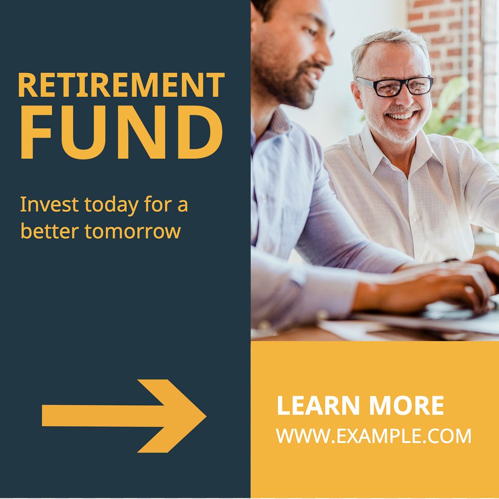 Retirement fund Instagram post template, editable text