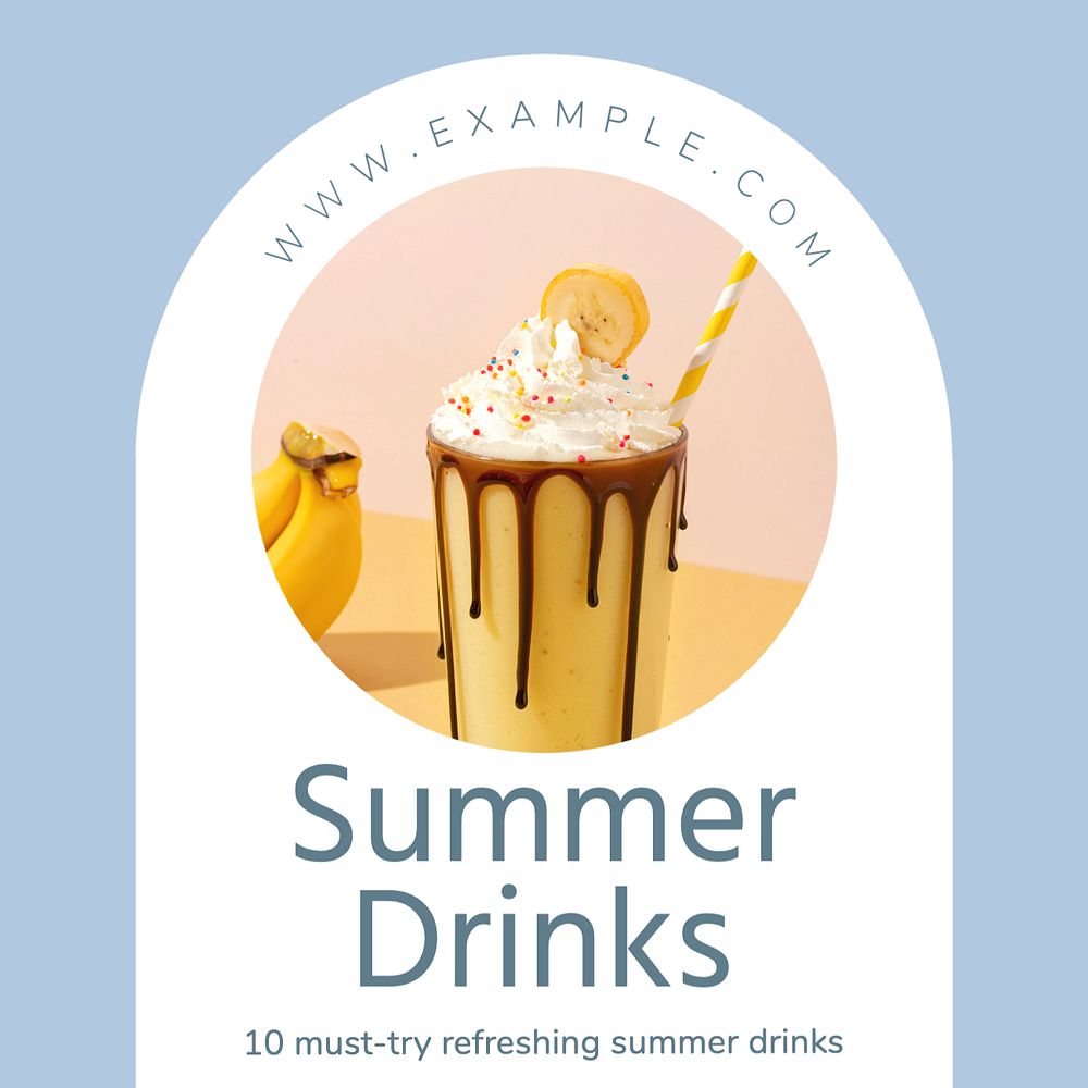 Summer drinks Instagram post template, editable text