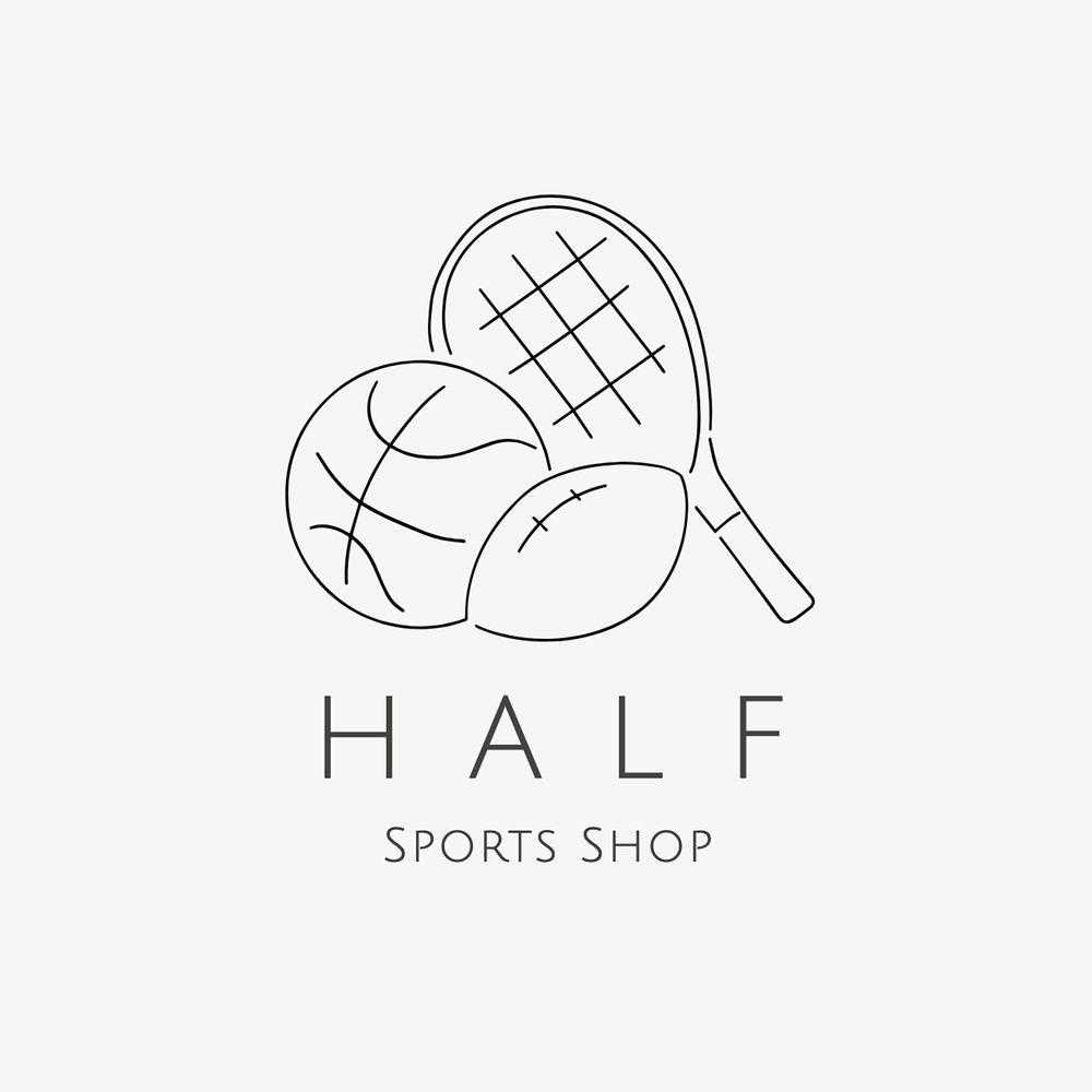 Sports shop editable logo, minimal line art design