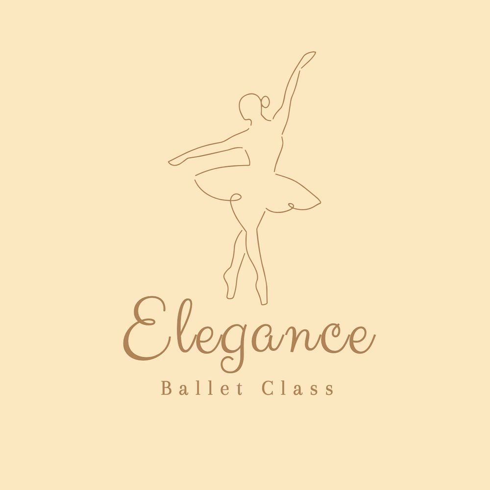 Ballet school editable logo, minimal line art design