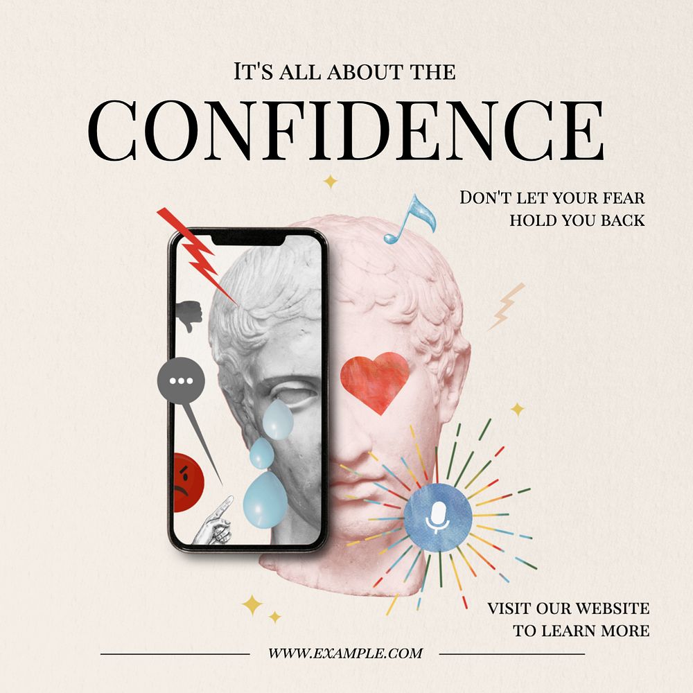 All about confidence Instagram post template, editable text