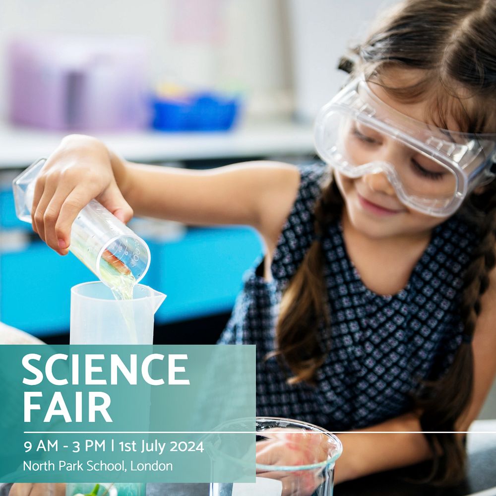 School science fair Instagram post template, editable text