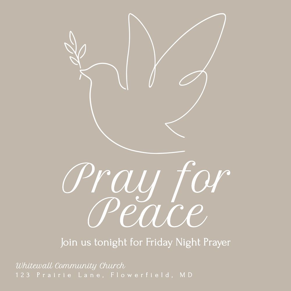 Pray for peace Instagram post template, editable text