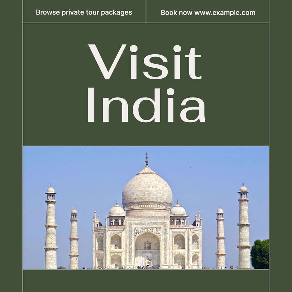 Visit India Instagram post template, editable text