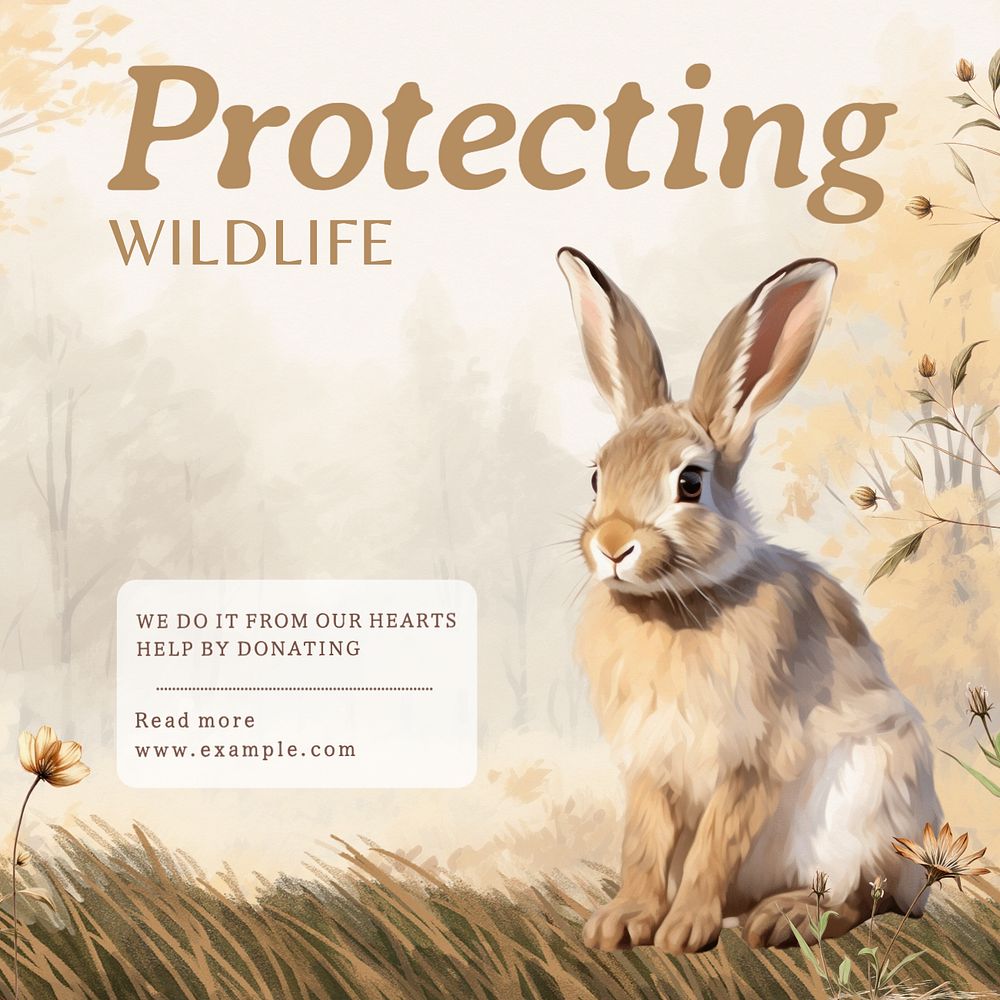 Wildlife charity Instagram post template, editable text