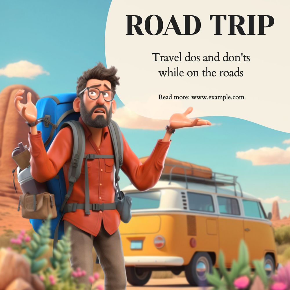 Road trip Instagram post template, editable text