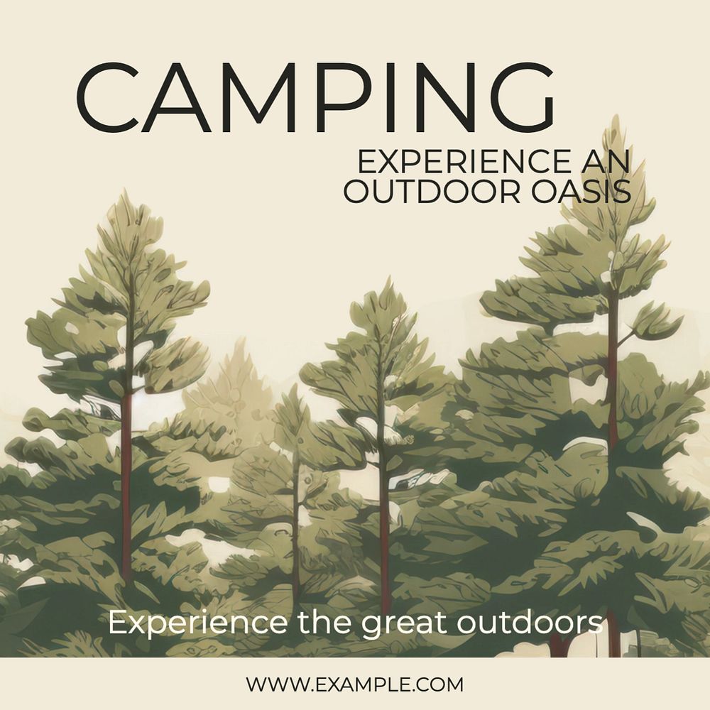 Camping Instagram post template, editable text