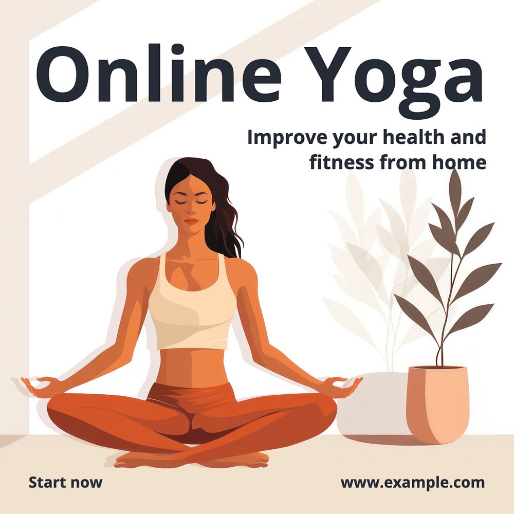 Online yoga Instagram post template, editable text