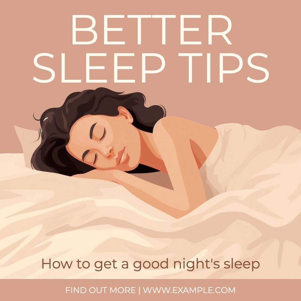 Better sleep tips Instagram post template, editable text