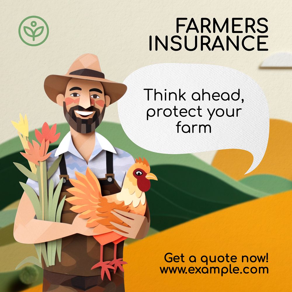 Farmers insurance  Instagram post template, editable text