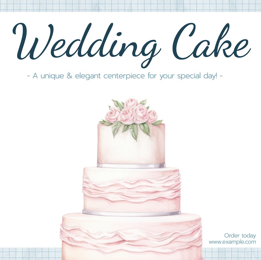 Wedding cake Facebook post template, editable design