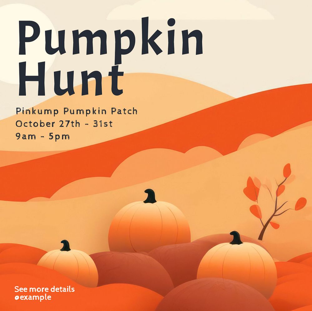 Pumpkin hunt Instagram post template, editable text