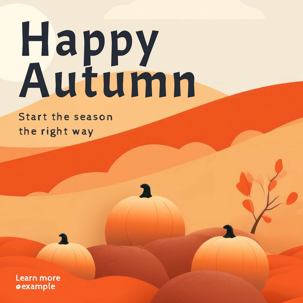 Happy autumn Instagram post template, editable text